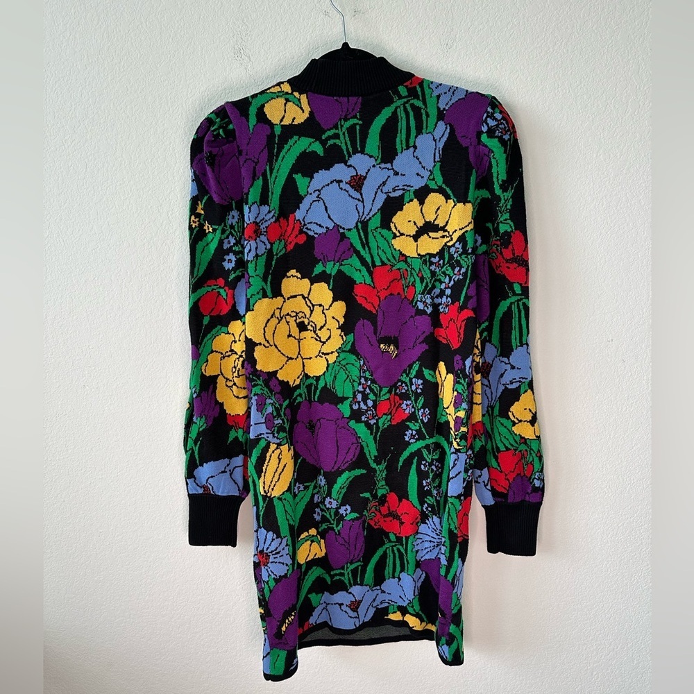 FARM RIO Black Bucolic Garden Mini Sweater Dress SZ XS - Picture 7 of 7